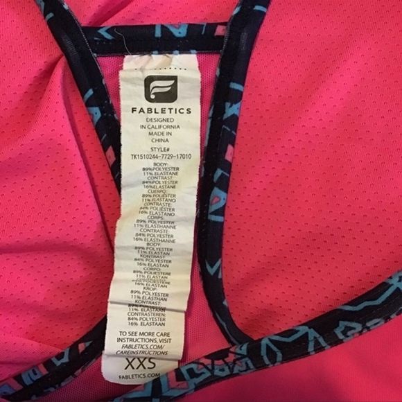 Fabletics Tank Womens XXS Norwalk Pink Blue Racerback 2 in 1 Athleisure Workout - Picture 5 of 7